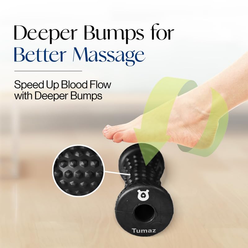 Tumaz Foot Roller, Ergonomic Foot Massage Roller for Arch Pain, Trigger Points and Deep Tissue, Portable - Reflexology Tool for Plantar Fasciitis Relief, Black - color: Diamond(black)