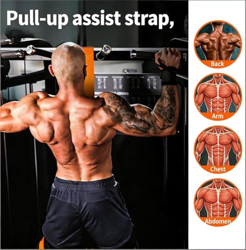 Resistance Bands Set for Pull Ups and Stretching - Heavy Duty Exercise Bands with 5 Resistance Levels, Door Anchor, Handles, Ankle Straps - Home Gym Workout Equipment for Strength Training