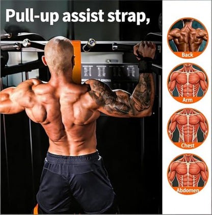Resistance Bands Set for Pull Ups and Stretching - Heavy Duty Exercise Bands with 5 Resistance Levels, Door Anchor, Handles, Ankle Straps - Home Gym Workout Equipment for Strength Training