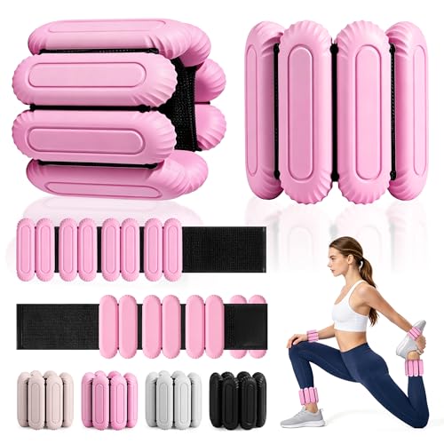 Wrist Weights for Women & Men, 2lb Silicone Wrist Ankle Weights - color: Pink