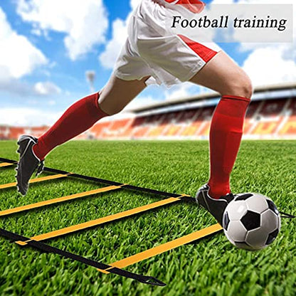 Agility Ladder Speed Agility Training Set, Include 3m Adjustable Agility Ladder/1 Resistance Parachute, for Sprint Running Football Training