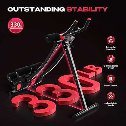 BODY RHYTHM Dual-track Ab Workout Machine with 4 Adjustable Heights, Foldable Core & Abdominal Exercise Machine with 330lbs Weight Capacity, Total Ab Workout Equipment for Home Gym, Ab Women Exercise Fitness Trainer.