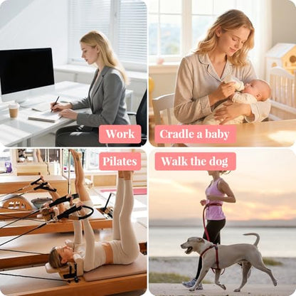 RANDY SUN Lower Women Back Brace for Office - Breathable Mesh Posture Corrector, Adjustable Straps for Custom Fit, Invisible Under Clothes, All Day Wear, Pink, Large
