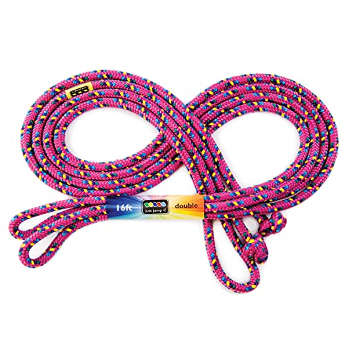 Just Jump It 16' Foot Single Jump Rope for Kids Women and Men - Active Outdoor Youth Fitness Excersing Equipment - Double Dutch Length Gym Accessories - color: Raspberry Confetti, size: 16 feet