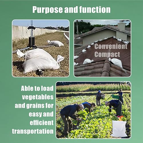50 Pack Empty Sandbags with Ties,14x26 inches Woven Polypropylene Sand Bags(White)