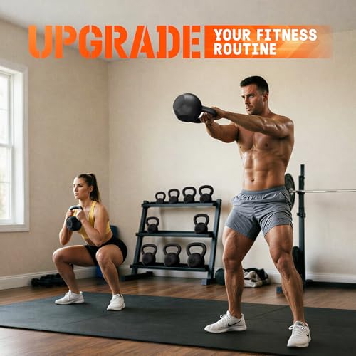 Yes4All Cast Iron Kettlebell, Strength Training Kettlebells 5-80 Lb (5,10,15,20,25,30,35,40,45,50,60,70,80 Lb) for Full Body Workout, Push up, Strength Training - Single & Kettlebell Set of 2 for Men - color: K. Black 60lbs, style: B. Cast Iron