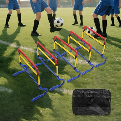 5 Pieces Agility Hurdles Field Training Speed Training Hurdles Fitness Workout Equipment Obstacle Rack Adjustable Height Foldable PVC Suitable for, Multicolor