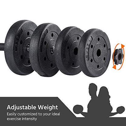 Yaheetech 66LB Weight Dumbbell Set Fitness Adjustable Cap Gym/Home Barbell Plates Body Workout for Women Men Strength Training Black