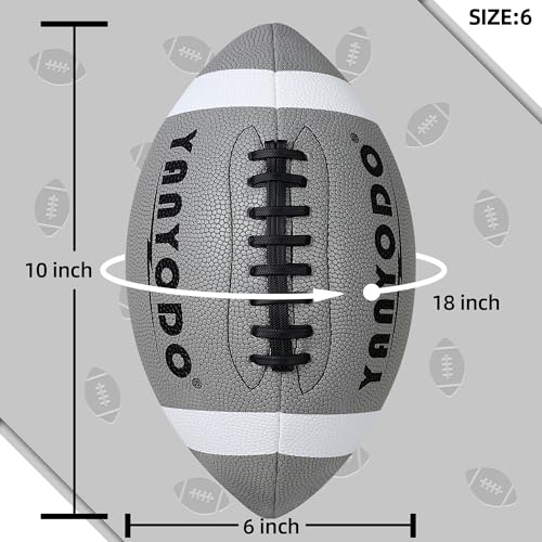 6 Pack Football Size 6/9 Official Sized Ball with Textured Grip for Youth High School&College Practice, Match and Scrimmage Play Indoors & Outdoors All Weather Use with Pump