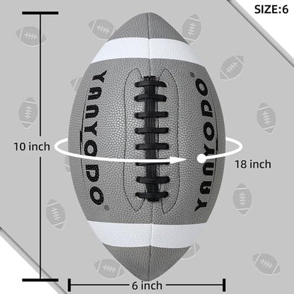 6 Pack Football Size 6/9 Official Sized Ball with Textured Grip for Youth High School&College Practice, Match and Scrimmage Play Indoors & Outdoors All Weather Use with Pump