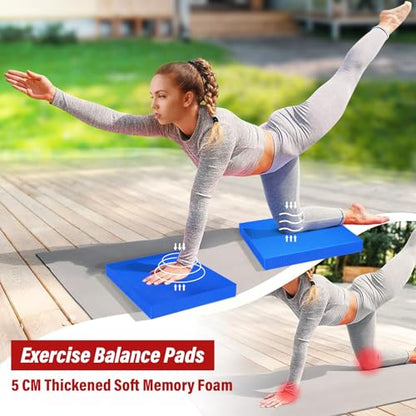 Balance Pad- Foam Balance Pad for Workout, Non-Slip & Water-Resistant Stability Trainer Mat, Soft TPE Exercise Foam Mat for Rehabilitation Stability,Physical Therapy,Fitness,Yoga (15.7" * 13" * 2") - color: Blue