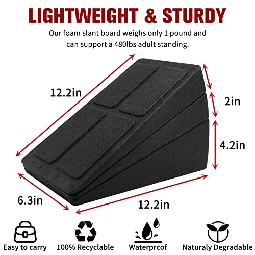 Slant Board for Calf Stretching, 3 Pcs EPP squat wedge - Adjustable Home Calf Stretcher A Set of Two Kinds Resistance Bands and Extra anti-slip patch (2022 upgraed)