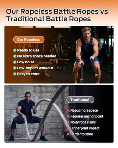 2PCS Ropeless Battle Ropes with Resistance Bands for Home Gym Workouts - color: Black