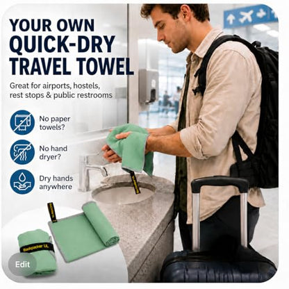 Backpacking Ultralight Quick Dry Microfiber Soft Fast Drying Hand and Face Towel Wash Cloth Camping Yoga Hiking Active Lifestyle Small (Green, Small) - color: Green, size: Small