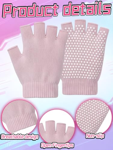 Fourluoo 4 Pcs Women Workout Gloves - color: Blue, Orange, Beige, Rose Red