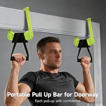2 Pcs Portable Pull Up Bar for Doorway, Adjustable Doorway Home Gym System, Lightweight Travel Fitness Equipment for Home Office, Support 330 lbs, No Screws Installation
