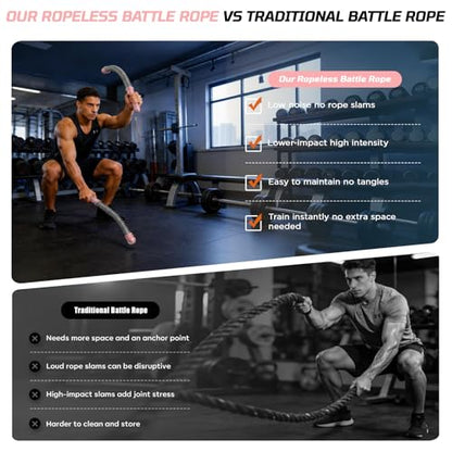 Portable Weighted Ropeless Battle Ropes, Non-Slip Handle Adjustable Battle Rope with Carrying Bag, Exercise Equipment for Beginners and Advanced Users Small Space Low-Impact Aerobic Training - size: LIGHTPINK