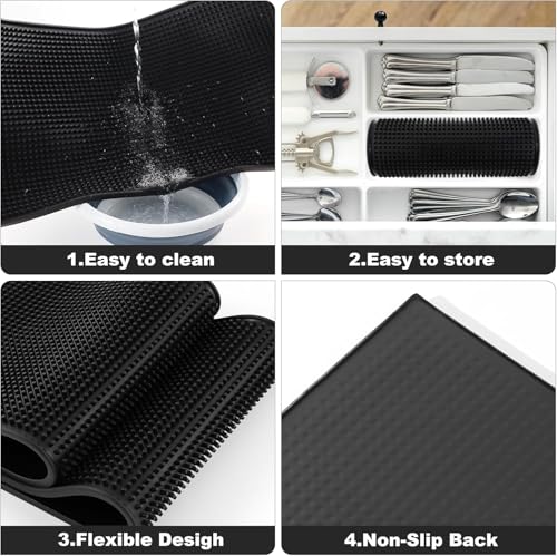 Extra Large (31.5 inch by 16 inch) Thick Rubber Service Bar Mat for Home Kitchen Counter Mat, Bartender Bar Mat, Dish Drying Mat, 2 Packs Black - size: 31.5x16 inches(2 Packs, Black)