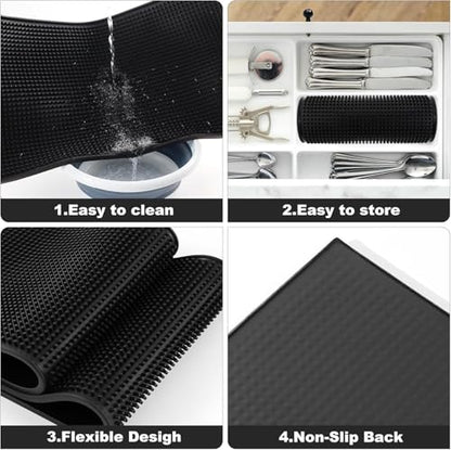 Extra Large (31.5 inch by 16 inch) Thick Rubber Service Bar Mat for Home Kitchen Counter Mat, Bartender Bar Mat, Dish Drying Mat, 2 Packs Black - size: 31.5x16 inches(2 Packs, Black)