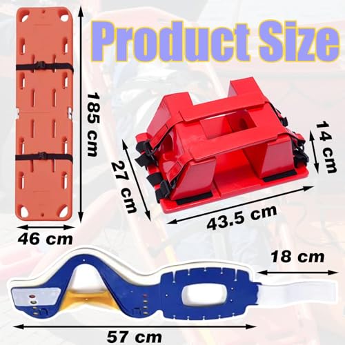 Foldable Spine Stretcher Board for Patient - Water-Resistant Emerncy Backboard with Head Fixator & Cervical Collar - Must-Have First Aid Kit for Lifeguards & Mcal Professals - color: Complete Set
