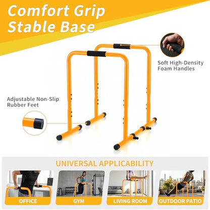 NEWBULIG Dip Bar Station, Adjustable Parallel Parallettes Bar with Soft High-Density Foam Handles, Heavy Duty Dip Stands Workout Equipment for Home, Gym, Patio, Office