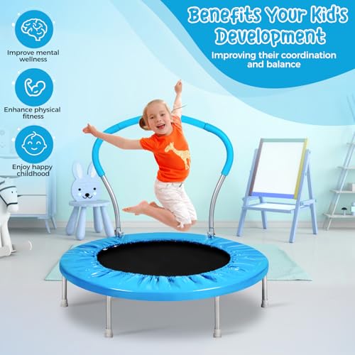 Lyromix Mini Trampoline for Kids, Indoor Toddler Trampoline with Handle, Child Small Rebounder Trampoline for Indoor and Outdoor Use