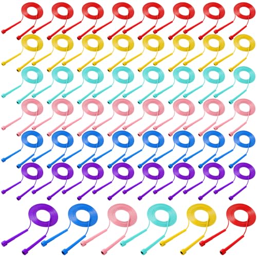 72/144 Pcs PVC Jump Ropes Bulk Fitness 9.2 ft Adjustable Skipping Rope Versatile Speed Rope with Plastic Handles for Women Men Endurance Training Cardio Exercise Workout Outdoor - color: Bright