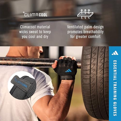 adidas Essential Training Gloves - color: Blue, size: Medium