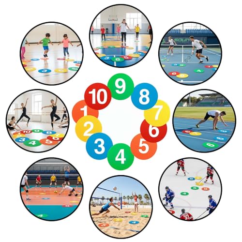 9 Inch Poly Spots, 10/24 Anti-Slip Spot Markers Floor Spots, Waterproof Flat Filed Cones Poly Dots for Agility Drills, Basketball, Football Training, Sport Activities and Exercise
