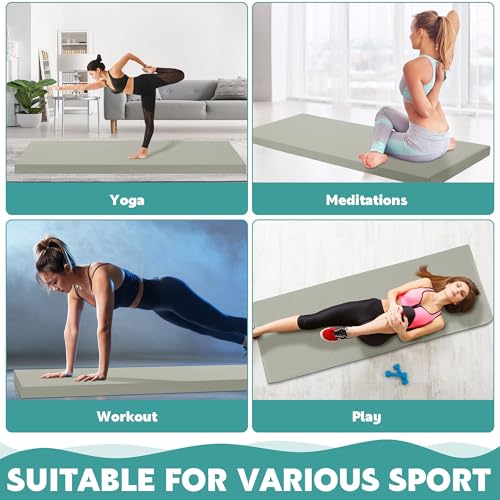 MABOZOO 2 Inch Thick Yoga Mat, 72''x24'x2" Foldable Extra Thick Exercise Mat Gymnastics Mat with PU Leather, Padded Yoga Mat Fitness Mat for Yoga, Pilates, Stretching