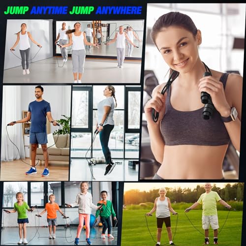 24 Pieces Jump Ropes for Fitness with Ball Bearings Speed Jumping Bulk Adjustable Skipping Rope with Foam Handles for Men Women Cardio Training