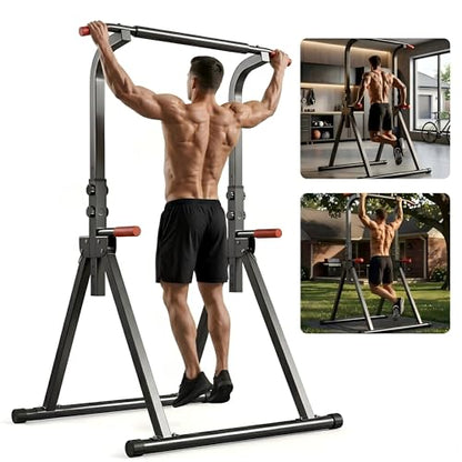 Foldable Chin Up Stand Stand Strength Training Tower, Multifunctional Double Bar, 6 Adjustable Height Settings, Suitable for Home Gym, Up to 440 lbs