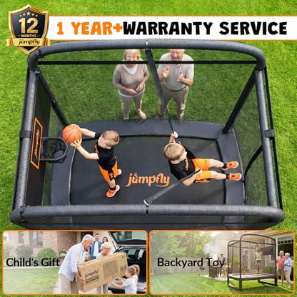Toddler Trampoline,6FT Rectangle Trampoline with Swing & Basketball Hoop for Kids,Indoor & Outdoor Small Trampoline with Enclosure,Astm Approved