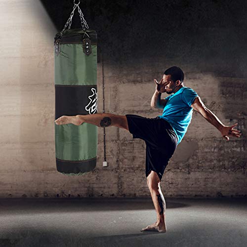 Bnineteenteam Heavy Punching Bag,Training Boxing Bag with Chain for Adults Men Women(Empty) - color: Green, size: 100cm