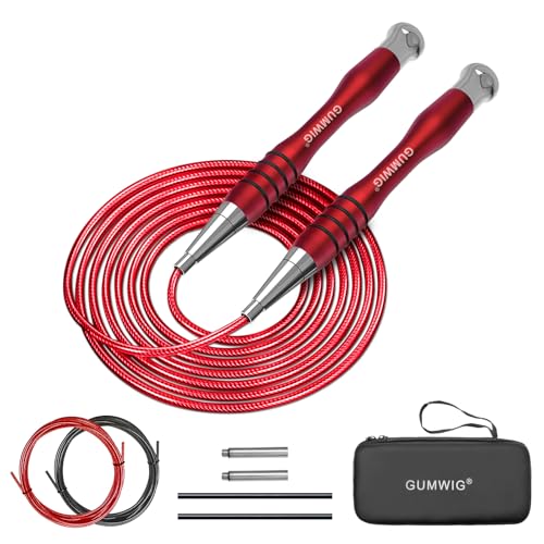 High Speed Jump Rope for Adults Men Women, Double Under Jumping Ropes for Workout Fitness Professional Training Boxing, Weighted Skipping Workout with Tang-free Cable, Stainless Steel Handle with Removable Counterweight Rob