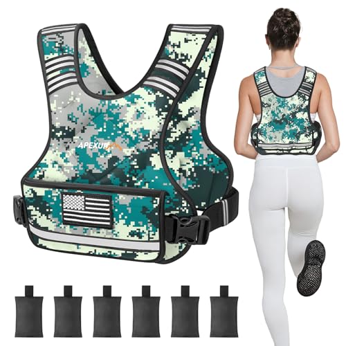 Adjustable Weighted Vest, 4-10lb/12-18lb/20-32lb Vest with 6 Ironsand Weights and Large Pocket, Weight Vest for Men Women Strength Training, Running, Walking - color: Digital Camo, size: 4-10lbs