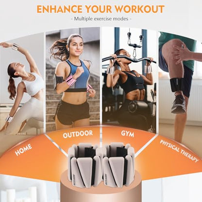 Ankle Weights Set of 2 (1 lb/2 lb/3 lb Each) Adjustable Wrist Weights for Women Men Wearable Arm Leg Weight for Pilates, Running, Walking, Workout, Yoga