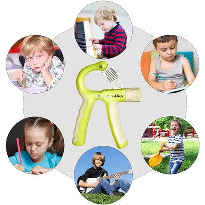 Hand Grip Strengthener for Kids and Youth, Adjustable Resistance Hand Gripper 11-45Lbs, Hand Grips for Strength Training, Stress Relief Grip - color: Green-2 pack