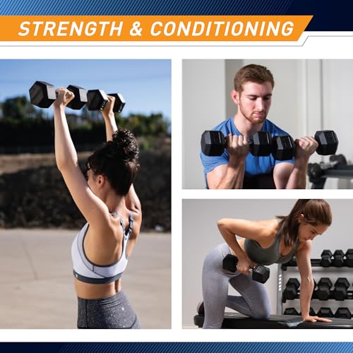 Marcy Classic Rubber Hex Dumbbell with Knurled Grip for Strength Training and Bodybuilding, 5lb - 50lb Single Dumbbell for Exercise & Fitness, Sold Individually - style: 45lb, Single