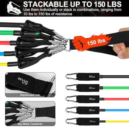 SZHLUX Resistance Bands, Workout Bands for Men and Women with Handles, Door Anchor, Carry Bag and Ankle Straps for Resistance Training, Home Workouts, Physical Therapy