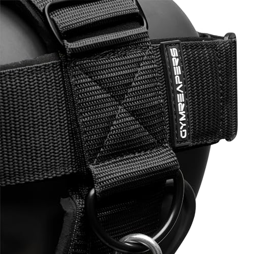Gymreapers Neck Harness Weight Lifting - Neck Trainer Workout Equipment - Heavy Duty Stainless Steel Chain, Adjustable Neoprene Head Strap, Exercise Equipment for Strength & Pain Relief - color: Black