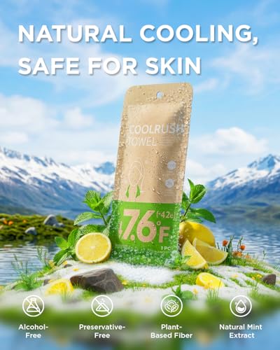 CoolRush Towel with Natural Mint Extract, Instant 3-Second Cooling Towel, Reusable Sports Cooling Wipes for Summer Heat, Alcohol-Free, for Running, Cycling, Gym, Outdoor Activities(20 Pack) - size: 20 Count (Pack of 1)