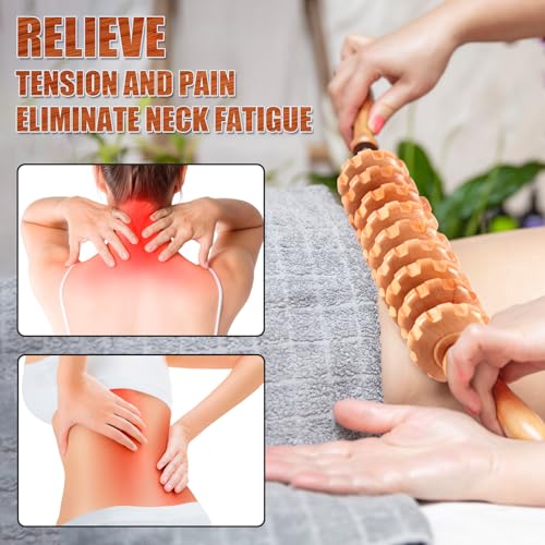 Wood Therapy Massage Tools,Wooden Massager Stick Roller Lymphatic Drainage Tool,Maderoterapia Kit Self Massage Roller Tool for Cellulite Reduction,Muscle Tension and Body Shaping,Contouring