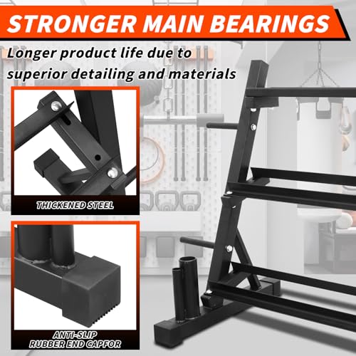 PENSUN Dumbbell Rack – 3 Tier Adjustable Weight Storage Stand with Side Barbell Plate Holder – Multi Purpose Home Gym Organizer for Dumbbells, Kettlebells, Barbell - color: Widened - 1500 LBS (Upgraded)