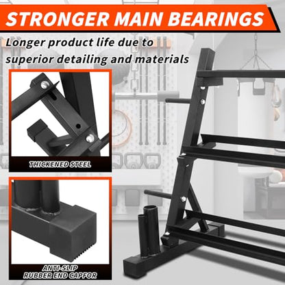PENSUN Dumbbell Rack – 3 Tier Adjustable Weight Storage Stand with Side Barbell Plate Holder – Multi Purpose Home Gym Organizer for Dumbbells, Kettlebells, Barbell - color: Widened - 1500 LBS (Upgraded)