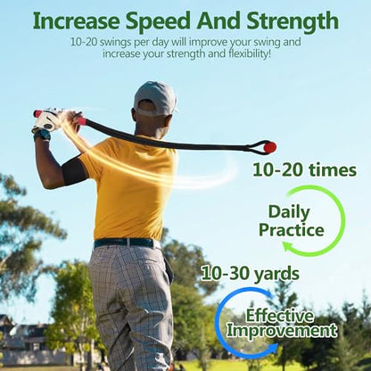 Golf Rope Swing Trainer Set-Golf Swing Training Aid,Improved Golfers Swing and Master Tempo,Golf Gifts for Men Golfers,Included Swing Correcting Arm Band&Rope Trainer with Weighted Ball