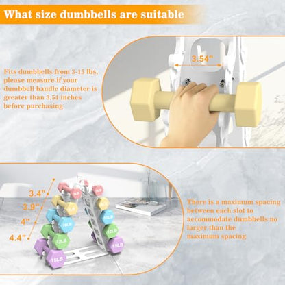 Dumbbell Rack 5 tier(Dumbbells not included), A-Frame Metal Dumbbell Holder with Handle, Multilevel Weight Storage Organizer for Dumbbells, Tree Shape Compact Weight Rack/Holde(White)