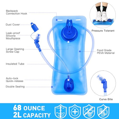 KUYOU Running Hydration Vest - Lightweight Insulated Hydration Backpack with 2L Water Bladder, Adjustable Chest Straps and Reflective Water Backpack for Running Marathon Race Hiking Cycling - color: Blue