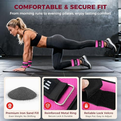 BAGAIL Ankle Wrist Weights for Women & Men, One Pair of 1/2/4/6/8/10 LBS Wearable Leg Arm Weights with Sleek Design & Secure Fit for Walking, Running, Pilates, Home Fitness & Physical Therapy