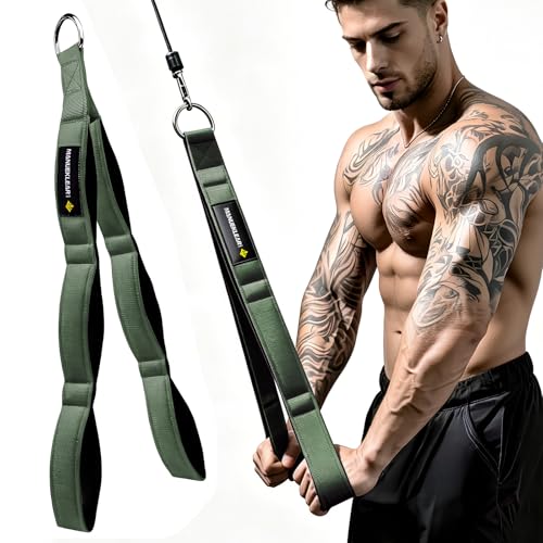 MANUEKLEAR 3 Grip Lengths in 1 Tricep Rope Cable Attachment with Ergonomic Handles, Greater ROM for Tricep Push Down Attachment Professional Gym Rope for Overhead Extension - color: Green